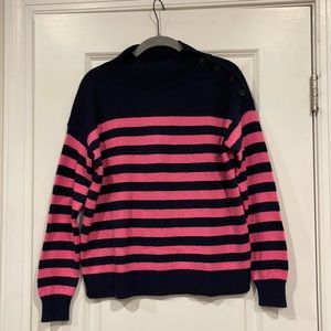 Navy blue and pinked striped sweater. Size S. Worn Twice-Like New